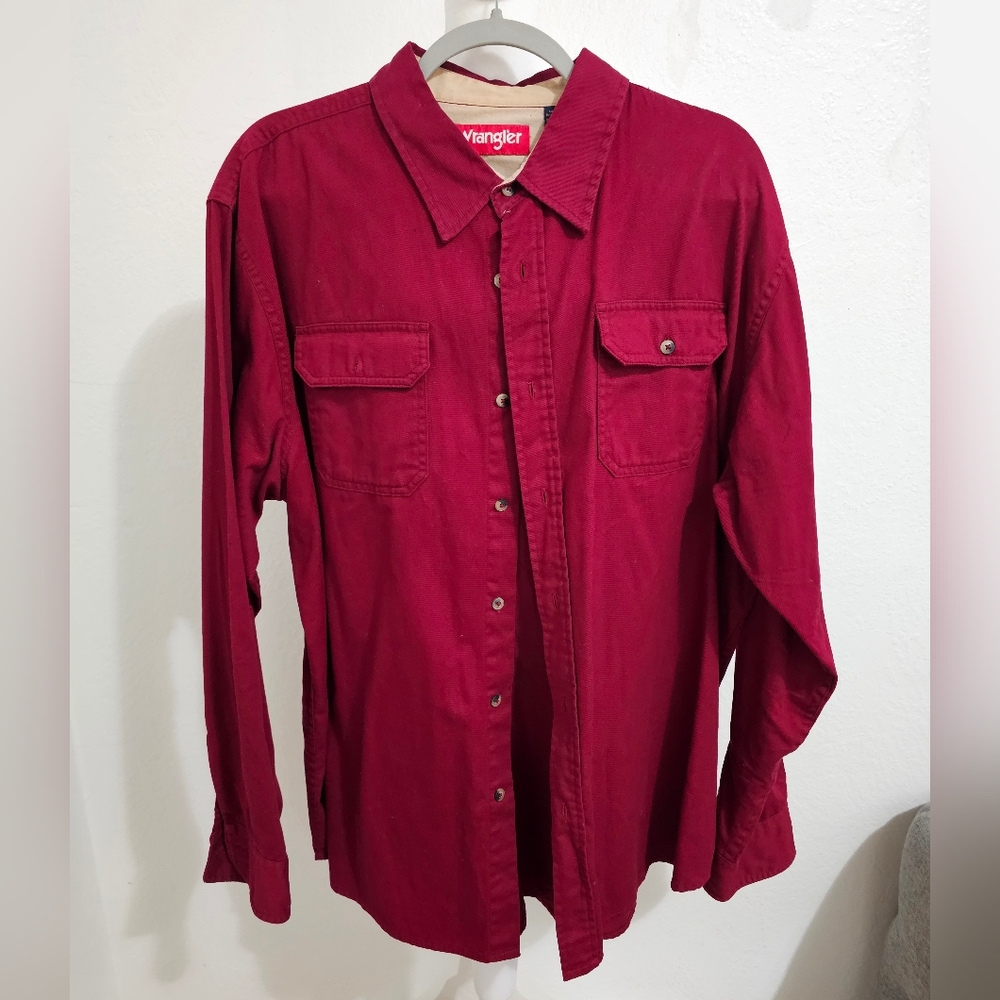 Wrangler Vintage Button Down Shirt Long Sleeve Red Size XL EUC